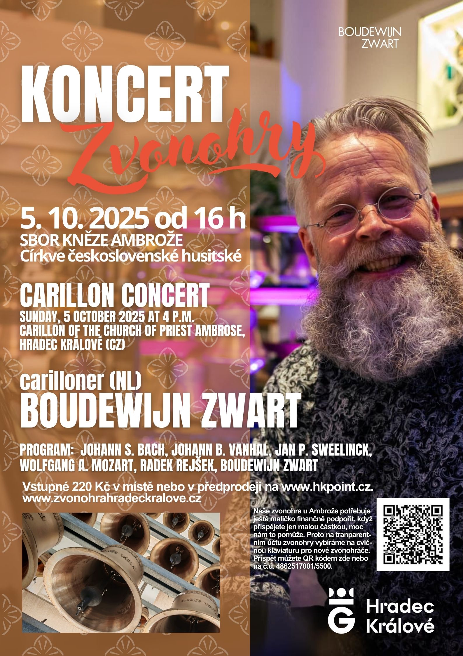 Nizozemský carillonér Boudewijn Zwart v Hradci Králové